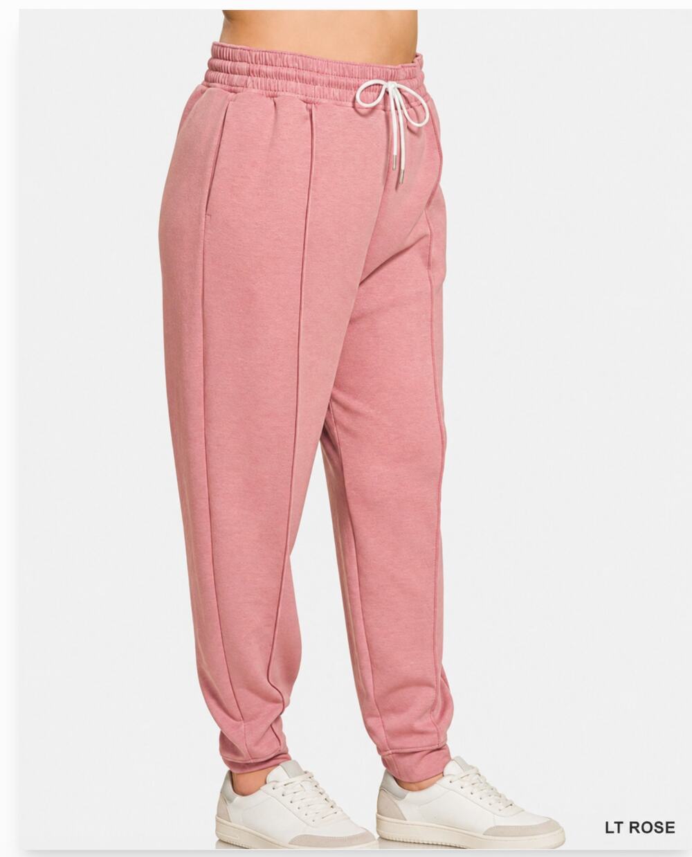 Zenana Joggers LT ROSE Scuba Jogger Pants PLUS SIZE